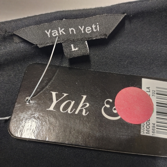 Yak n Yeti Gray Asymmetrical Wrap Thin Knit Dress Long Sleeve Boho Nepal L NWT - Picture 6 of 7